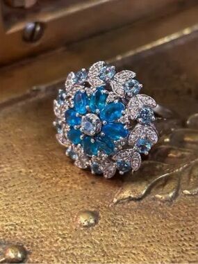 Chuck Clemency Blue Apatite Flower Ring